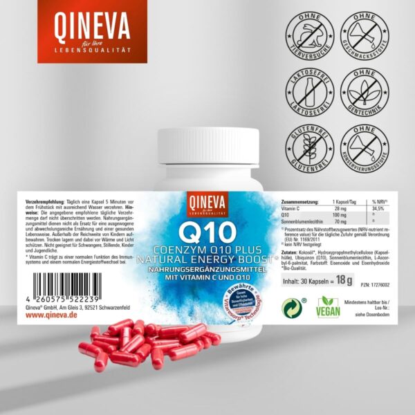 QINEVA Q10 Vegan - Bioaktives patentiertes Coenzym Q10