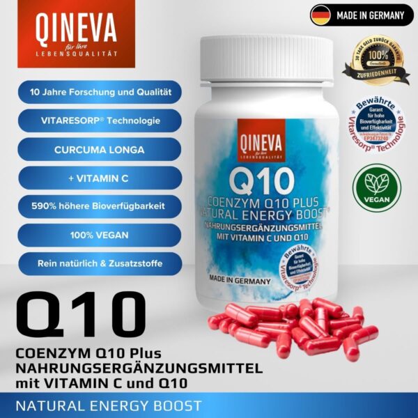 QINEVA Q10 Vegan - Bioaktives patentiertes Coenzym Q10